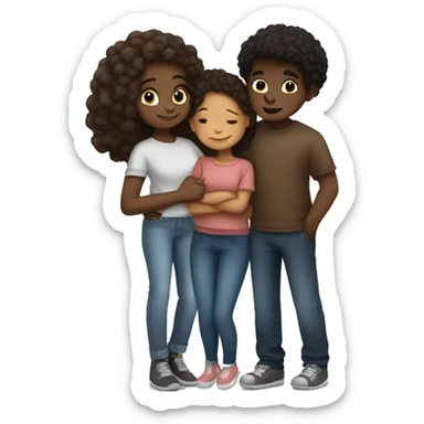  one brownskin girl one lightskin girl and a darkskin boy hugging sticker