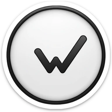 emoji de check en blanco y negro circular, fondo blanco y trazo de contorno negro sticker