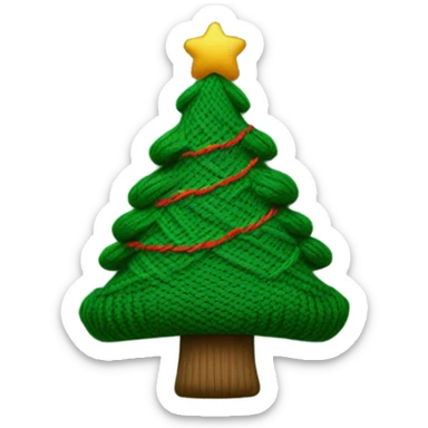 A knit hat like a Christmas tree sticker