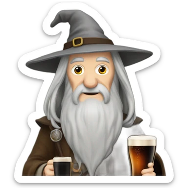 gandalf having a pint of guinness sticker