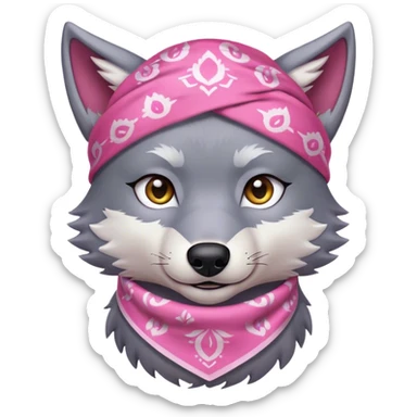Wolf with pink bandana sticker