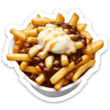 “Quebec poutine with crispy fries, melted white cheese curds, and rich brown gravy.” sticker