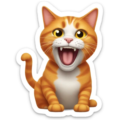 Orange cat looking silly and crazy sticker