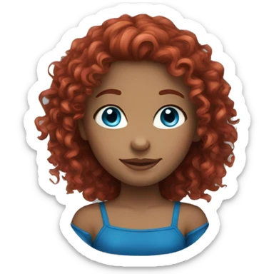 A red curly hair girl with blue eyes  sticker