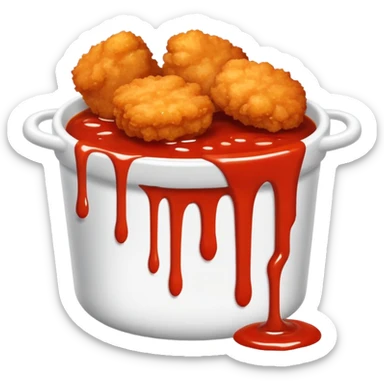 Dripping seasoned nuggets spicy red sauce steamy sticker