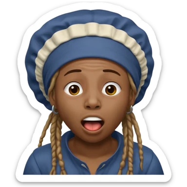 Make a African American with dreads and a bonet yawning sticker