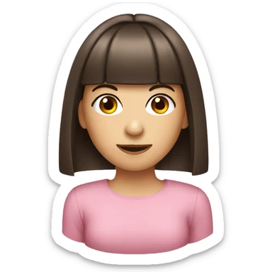 Brunette with straight bangs being tricky sticker