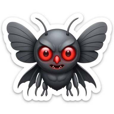 Create a scary emoji of the mothman with bright red eyes sticker