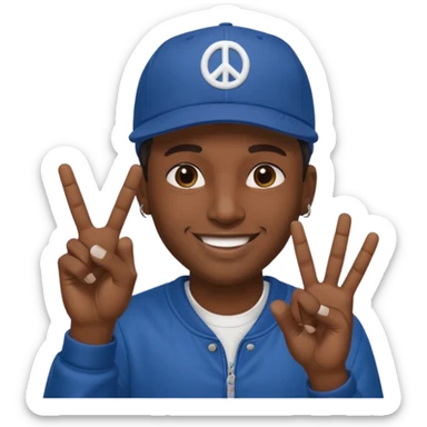 Hiphopper with baseball cap doing a peace sign with his fingers sticker