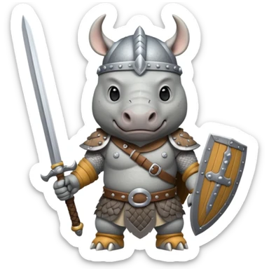 rhino with viking helmet and sword sticker