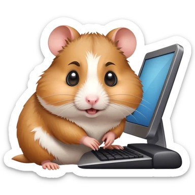cute Hamster working on computer angrily sticker