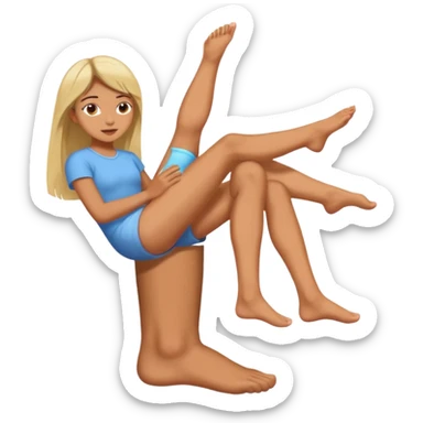 a man (leg) foot placed on a girl's head sticker