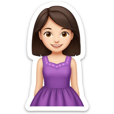 a dark brown-haired girl who was very happy with love sticker