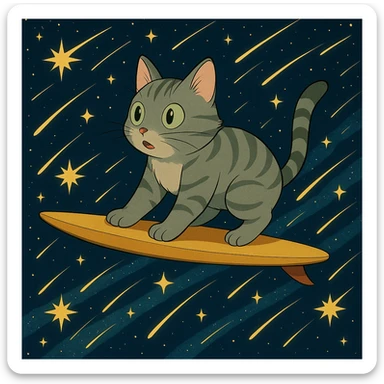 Add shooting stars to the background while keeping the anime style of the image. sticker