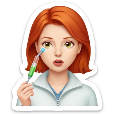 Redhead woman with thermometer in her mouth sticker