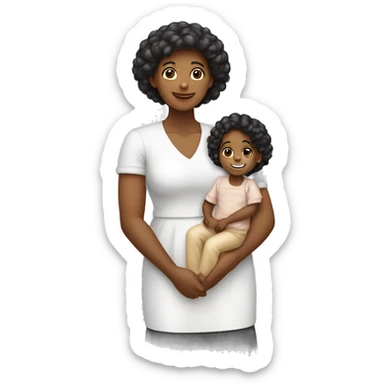 Família pai branco mãe negra filha menina grande e bebê de colo sticker