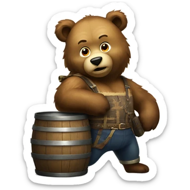 Russian bear holding a barrel of oilrussian bear sticker