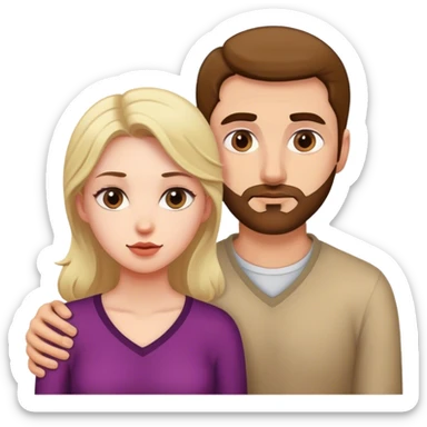 a women with man peaking over shoulder sticker