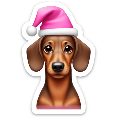 Dachshund with a pink Christmas hat  sticker