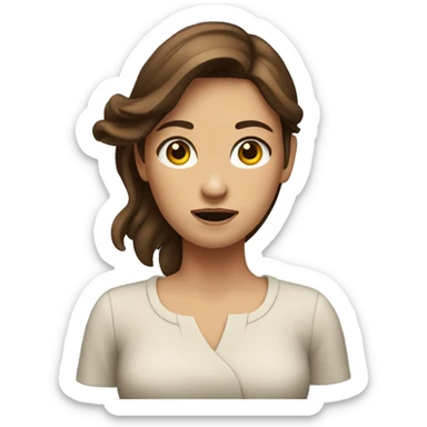 girl with brown hair shrugging her shoulders sticker