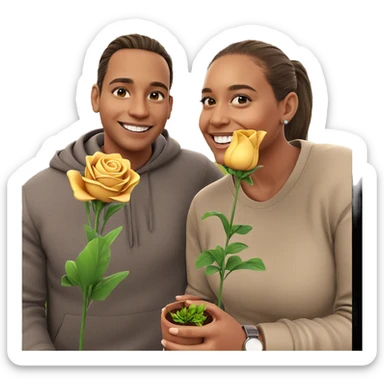smiling couple with flower outdoors sticker
