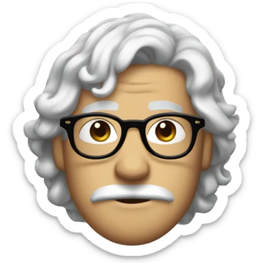 dutguy with round glasses blue eyes long wavy hair moustache soul patch glasses sticker