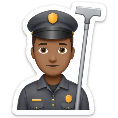 janitor wearing dark-grey custodian uniform sticker