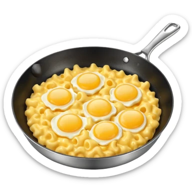 Fried Scrambled eggs and Mac and cheese in a frying pan sticker