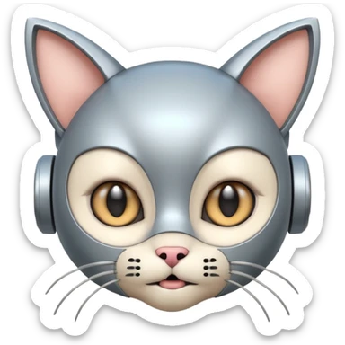 robot looking surprised with cat ears and looks funny sticker