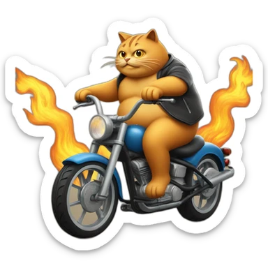 Fat-cat-riding-a-burning-bike sticker