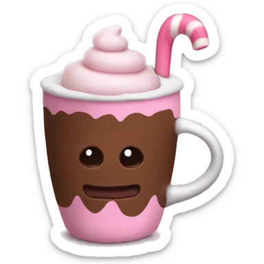 hot chocolate with pink marshmallow sticker