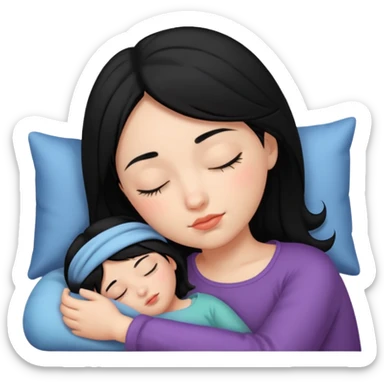 Sleeping black haired girl sticker