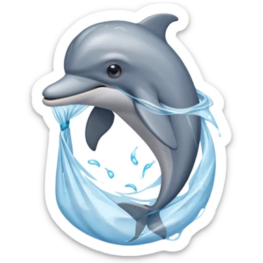 dolphin stuck in plastic waste bag sticker