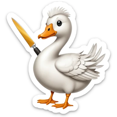 goose holding knife in mouth sticker