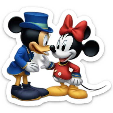 Donald Duck kissing Mickey Mouse sticker