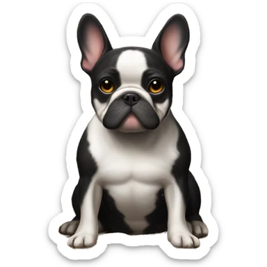 Black-and-tan French bulldog laying on big pile of gold coins sticker