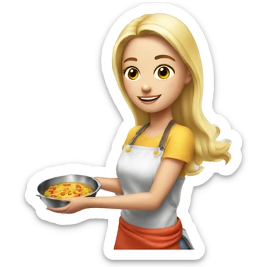 emoji ios 18 cooking pretty blonde girl sticker