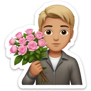 The bad boy is holding a bouquet of pink jasmine roses sticker