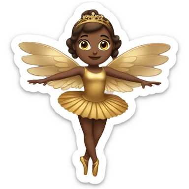  brown ballerina with gold wings sticker