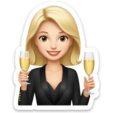hyper realistic glamorous model with champagne glass sticker