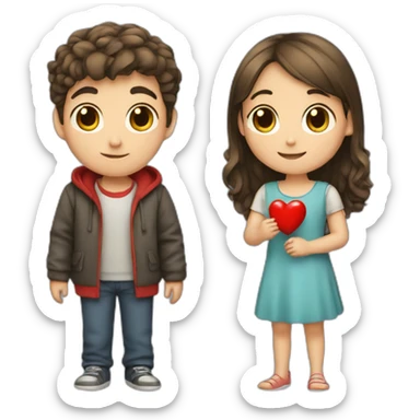 a boy who gives a red heart to a girl sticker