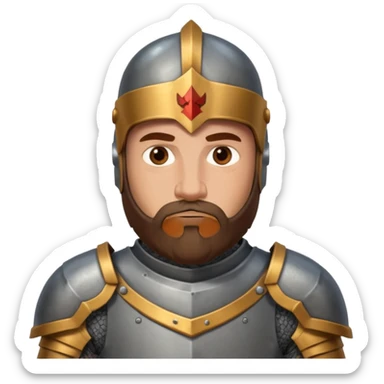 brown knight with beard, grey armor sticker