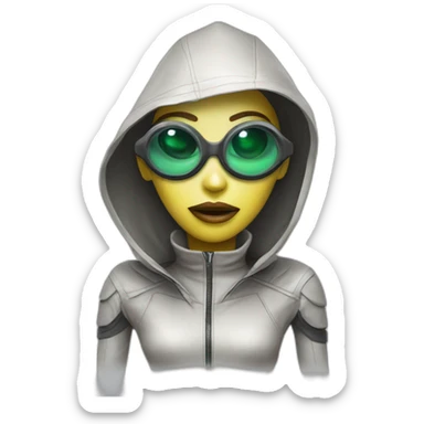 alien dressed as a fashion model  sticker