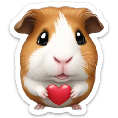 guinea pig, heart, holding sticker