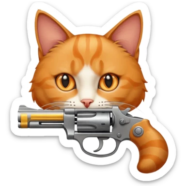 Revolver with cat holding it sticker
