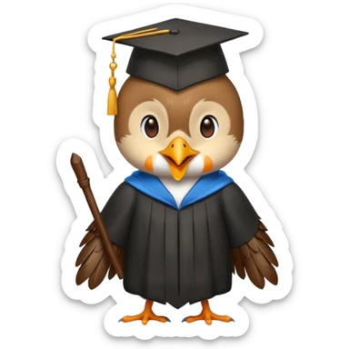 Small bird with cap and gown  sticker