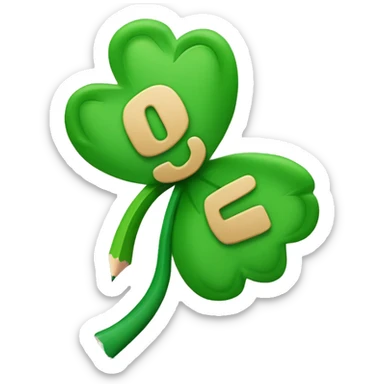 four leaf clover with a pencil inside writing '100%' sticker
