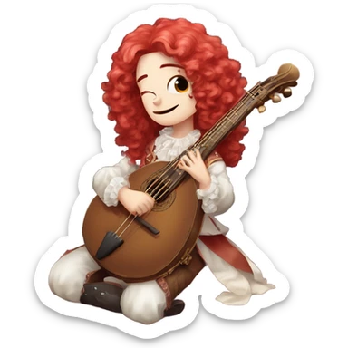 Antonio Vivaldi Baroque Red wig old chibi banjo sticker