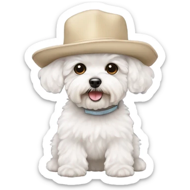White maltipoo wearing propeller hat sticker