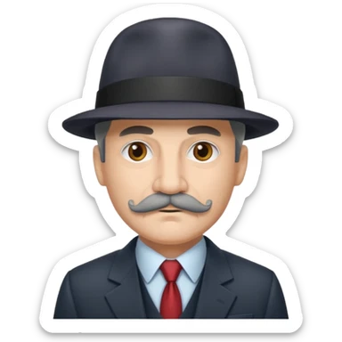 Mobster with Suit with grey mustach and colored hat sticker